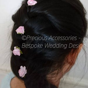 Pink Flower Girls Wedding Bridesmaids hairpins set of 5, Brides // Proms // Bridal Accessories // Hair Accessories // Weddings image 5