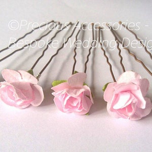 Pink Flower Girls Wedding Bridesmaids hairpins set of 5, Brides // Proms // Bridal Accessories // Hair Accessories // Weddings image 1