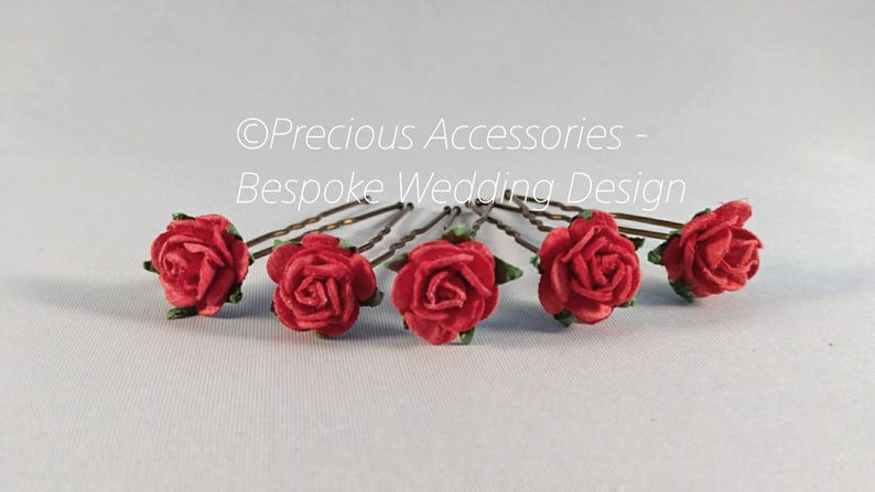 Pink Flower Girls Wedding Bridesmaids hairpins set of 5, Brides // Proms // Bridal Accessories // Hair Accessories // Weddings image 7