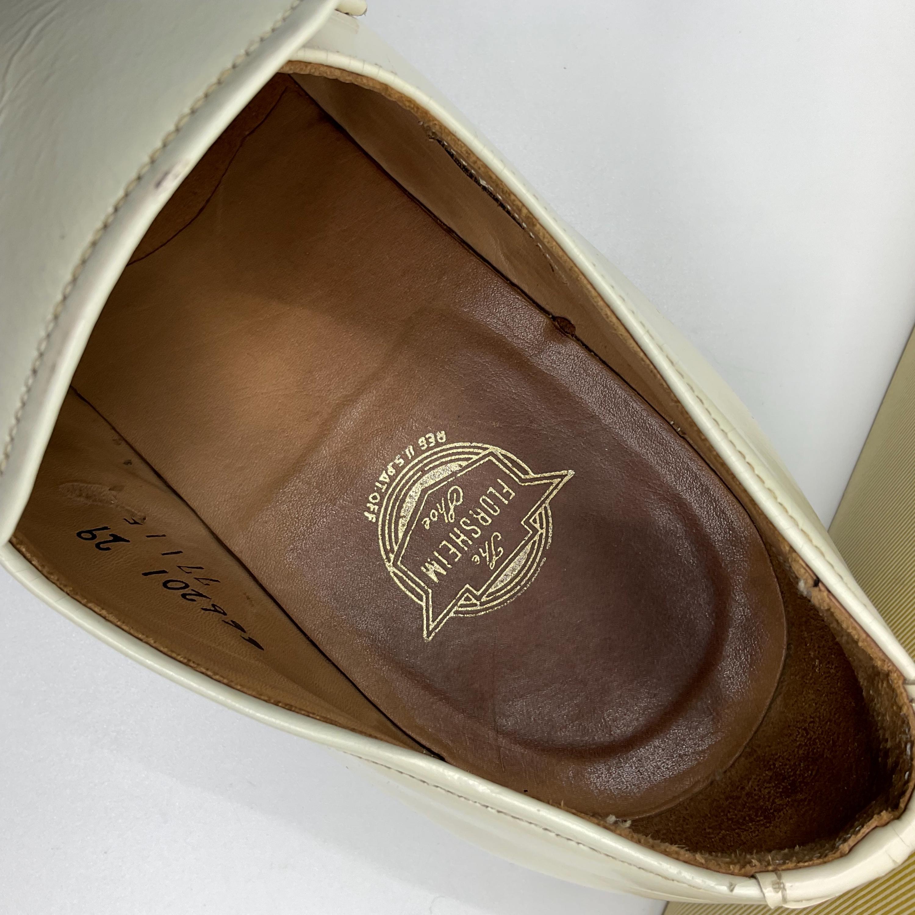 Vintage 60s 70s new Florsheim Italian Cream Leather Slip-on Dress Shoes Vintage 60s 70s Florsheim Cream Leather Slip-on Monk Dress  main image 2