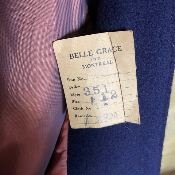 Antique Vintage 1940s Belle Grace Montreal Wool C… - image 4