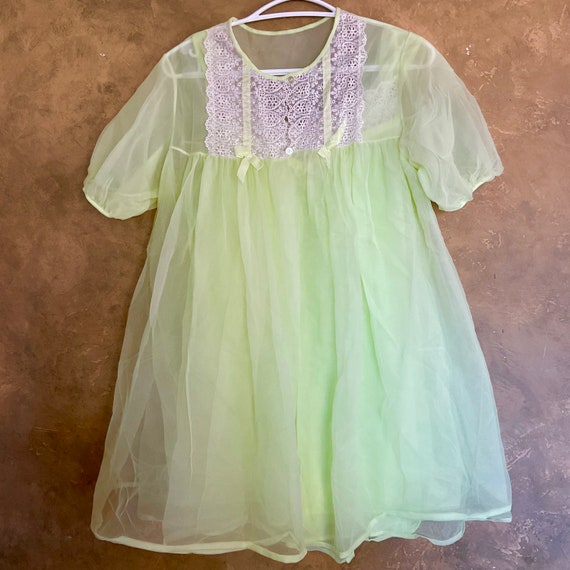 Vintage 1960s Queentex Glowing Neon Babydoll Ling… - image 1