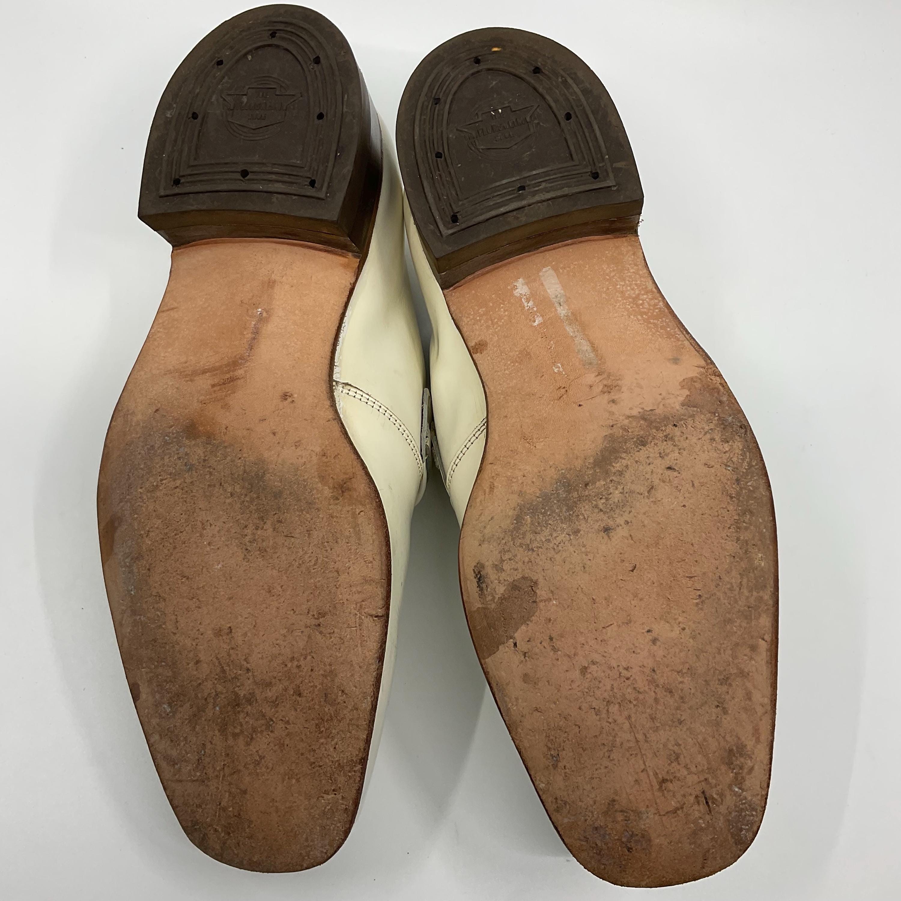 Vintage 60s 70s new Florsheim Italian Cream Leather Slip-on Dress Shoes Vintage 60s 70s Florsheim Cream Leather Slip-on Monk Dress  main image 3