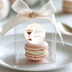 Love is Brewing Bridal Shower Stickers: Espresso Martini Favor Tags