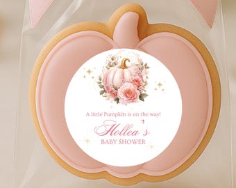 Pumpkin Baby Shower Favor Stickers, Fall Thank You Labels, Little Pumpkin Party Favors, Custom Baby Shower Stickers