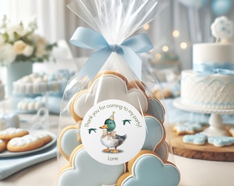 One Lucky Duck Birthday Labels, Mallard Duck Party Stickers, Duck party Favor Labels, Duck 1st Birthday Decor, Mallard Duck custom sticker