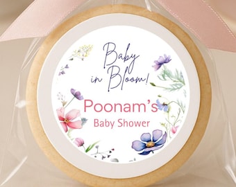 Baby in Bloom Baby Shower Stickers, Wildflower Garden Party Favor Labels
