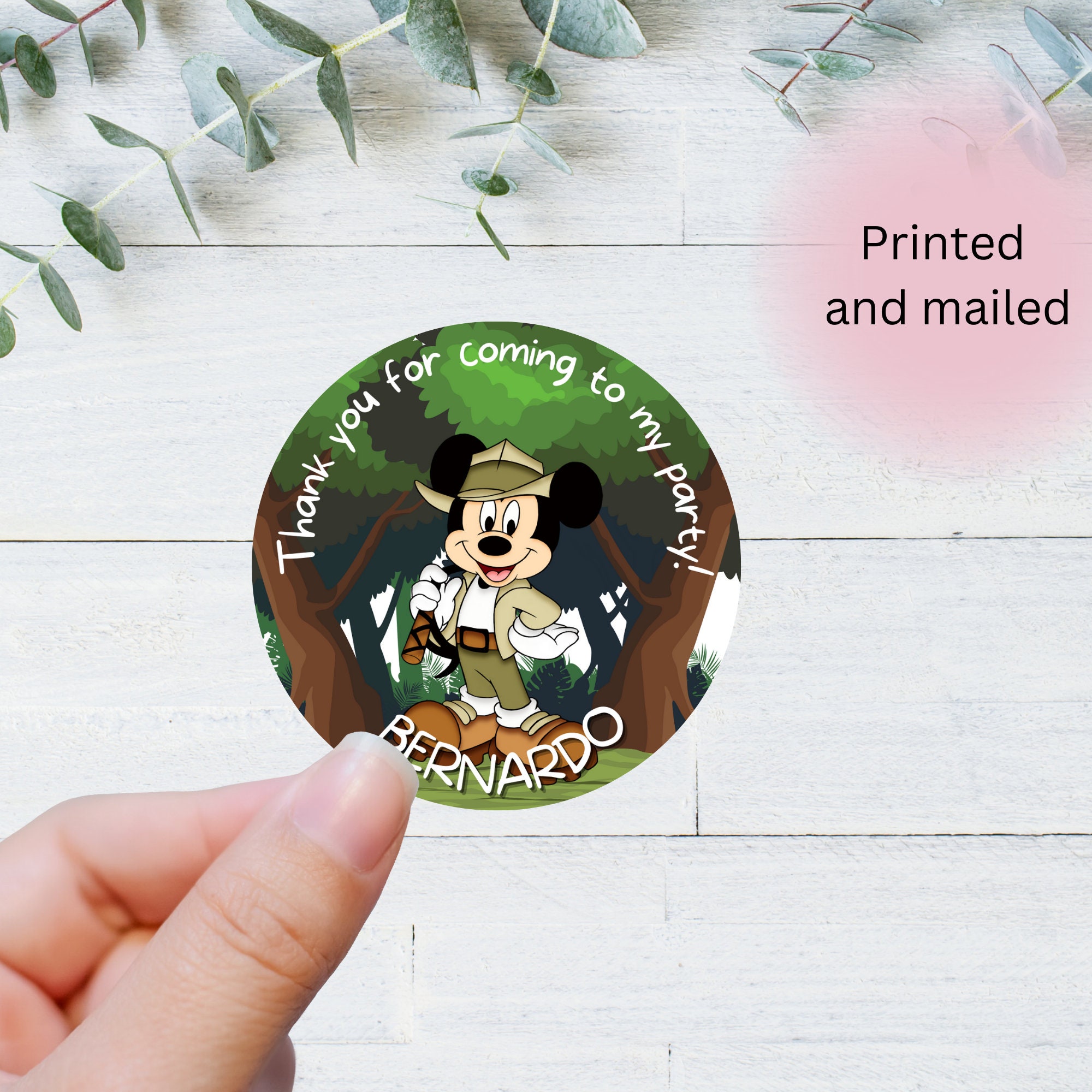 Mickey Mouse safari sticker label Mickey Mouse party decoration 1st birthday jungle party Jungle party decor Wild One