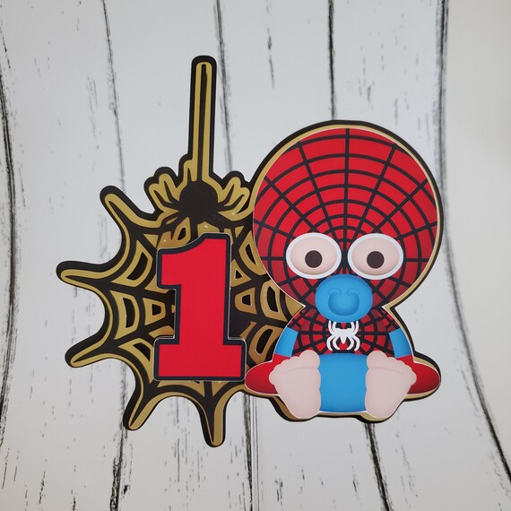 One cake topper, Spiderman 1st birthday cake topper, Avenger birthday, Superheroes party decoration, cake smash topper Il_570xn