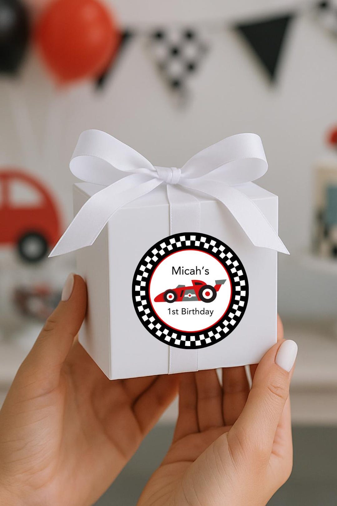 Car Theme Birthday Party Favors, Kids Racing Stickers, Checkered Flag ...