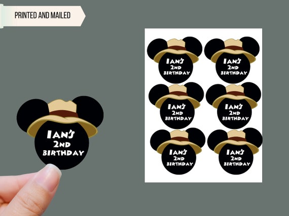 18 Mickey Mouse safari custom stickers - Mickey Mouse baby birthday safari- label Mickey Mouse Jungle birthday labels Il_570xn