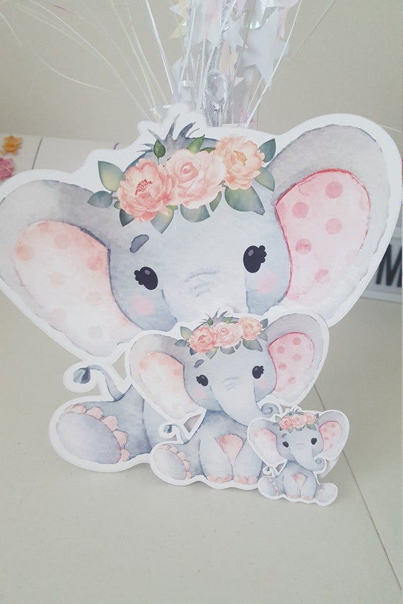 Baby Elephant Shower Cutout Centerpiece Diy Decoration Girl