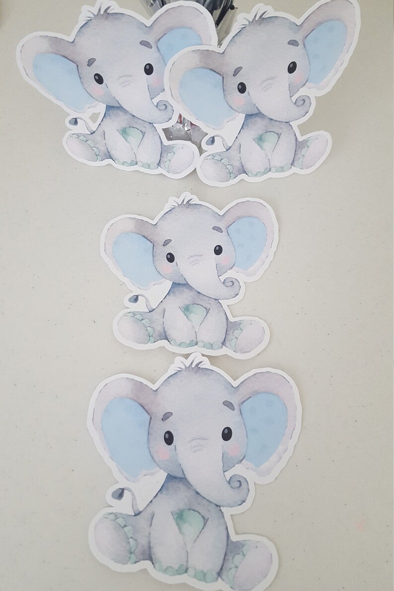 Blue elephant baby shower decor Baby Elephant cutout party Etsy