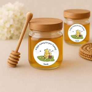 Classic Winnie the Pooh custom stickers, Winnie the Pooh party decoration, Baby Winnie the Pooh First Birthday, Thank you stickers