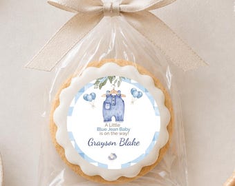 Blue Jean Baby Shower Stickers, Denim Favor Labels, Custom stickers