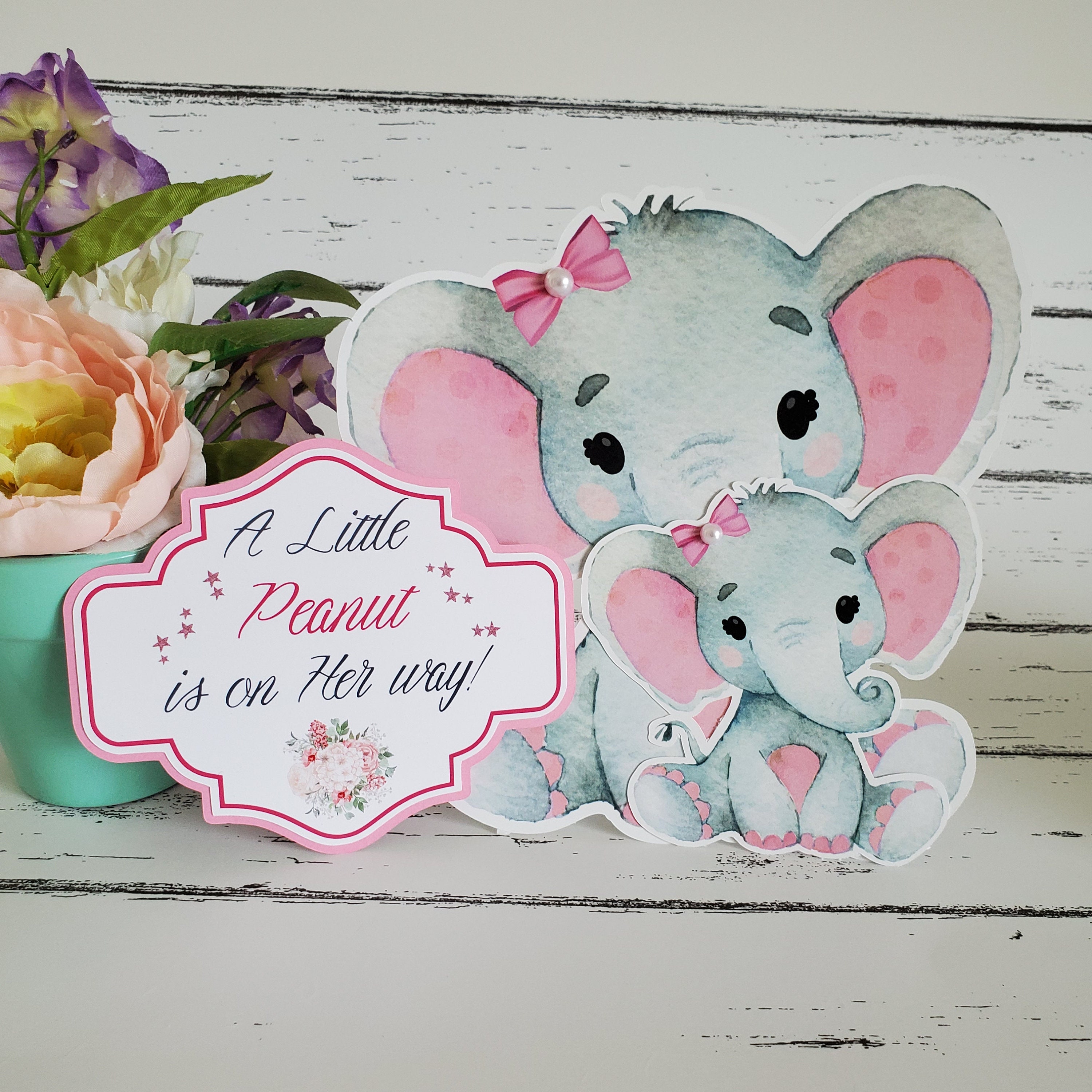 Elephant Baby Shower Pink Elephant Baby Shower 1st Birthday Etsy