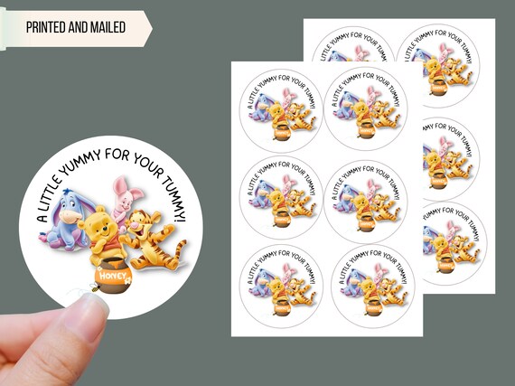 Winnie the Pooh, thank you for coming , Stickers, Baby Shower, Birthday,  Honey Favors, Classic Winnie the Pooh Baby stickers