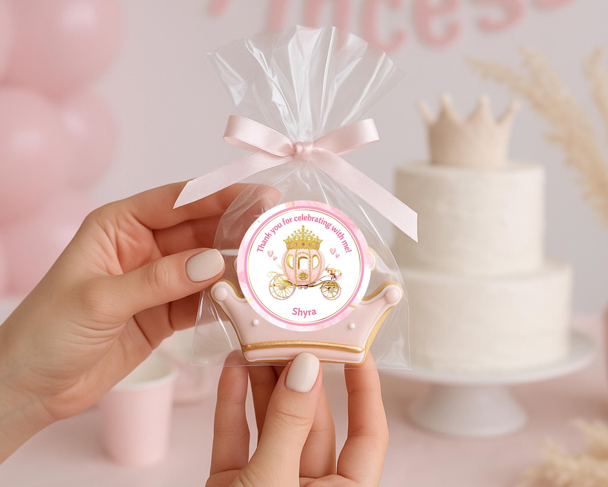 Princess Birthday stickers, First Birthday Princess theme, Princess party favors, Pink birthday party decoration, Once Upon a Time labels