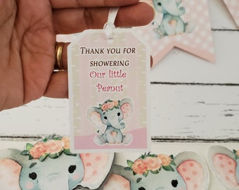 Baby Elephant favor tags Baby Shower Girl Pink Elephant favor tags Blush Baby Shower party decoration Pink Elephant theme Baby Shower