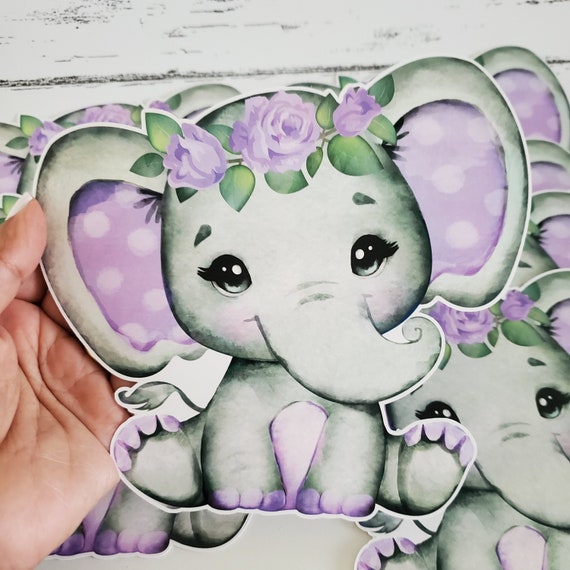 Baby Elephant Baby Shower Purple Elephant Purple Centerpiece Etsy