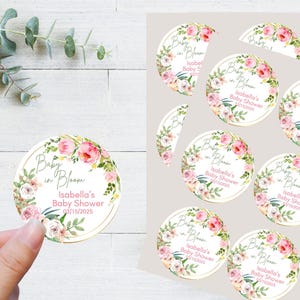 Baby in Bloom Stickers: Floral Baby Shower Favor Labels - Set of 24