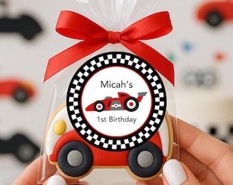 Personalized Race Car Stickers -  Fast One Birthday Party Favors