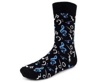 Kids Cotton Blend Musical Note Symbol Fun Casual Novelty Crew Socks White