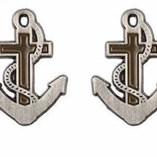 2 Mariners Cross Anchor Lapel Pins, Christian Jewelry