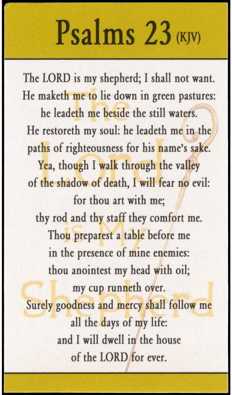 Psalm 23 Prayer Cards Memorial Cards Pkg of 25 Etsy