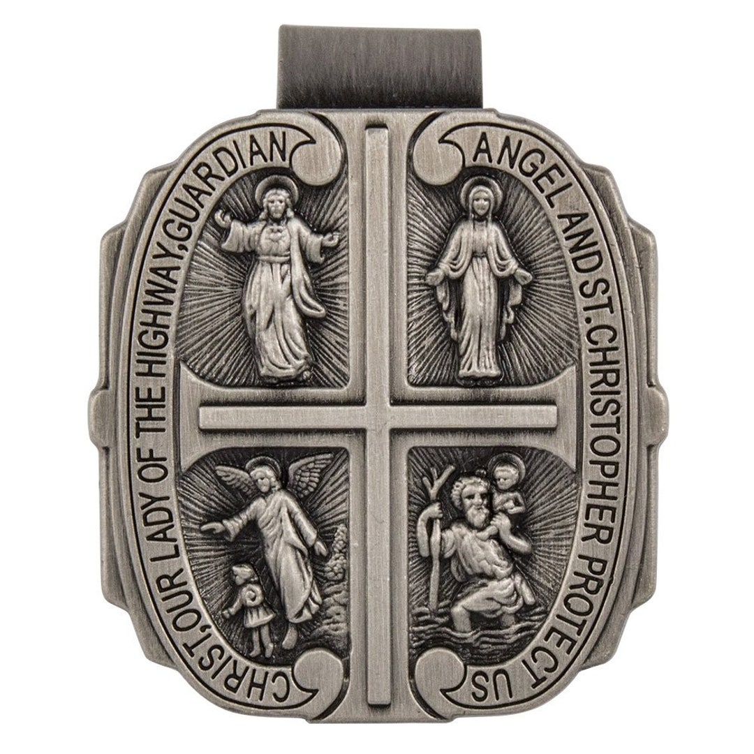 4 Way Catholic Medals Car Visor Clip Catholic Saints Etsy Sweden