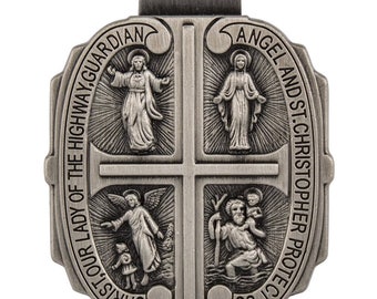 4 Way Catholic Medals Car Visor Clip, Catholic Saints, Catholic Gifts