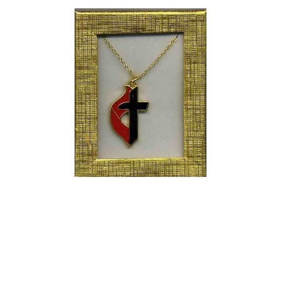 Sterling Silver Necklace w/ CZ Stones Wrapped Methodist Cross Pendant | eBay