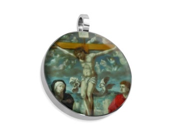 Crucifix Necklace - Catholic Medallion Necklace