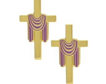 2 Draped Gold Cross Lapel Pins, Christian Easter Gifts