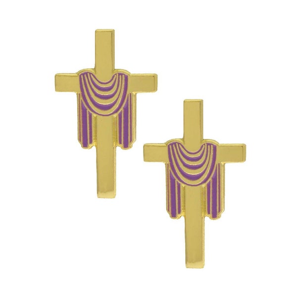 2 Draped Gold Cross Lapel Pins, Christian Easter Gifts