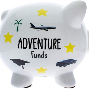 Adventure Fund Ceramic Piggy Bank Kids Decor image 1