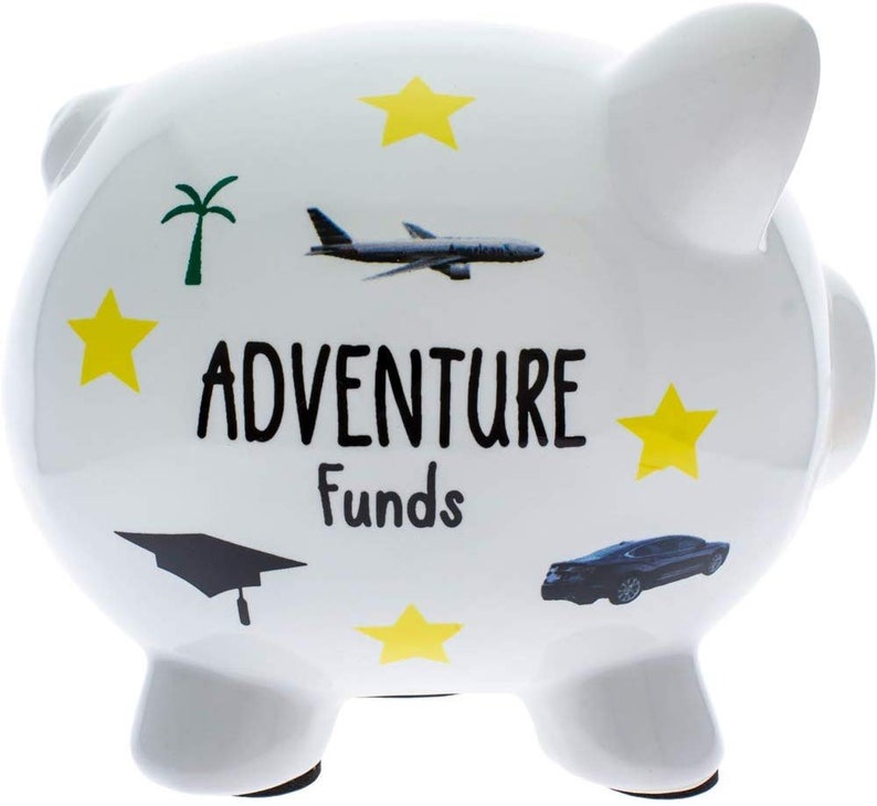 Adventure Fund Ceramic Piggy Bank Kids Decor image 1