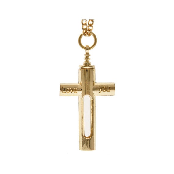Gold Cross Memorial Cremation Urn Necklace love You Etsy
