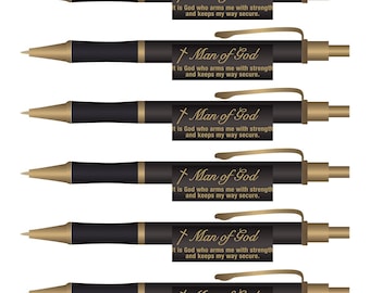 6 Man of God Ballpoint Pens, Christian Fathers Day Gifts for Men