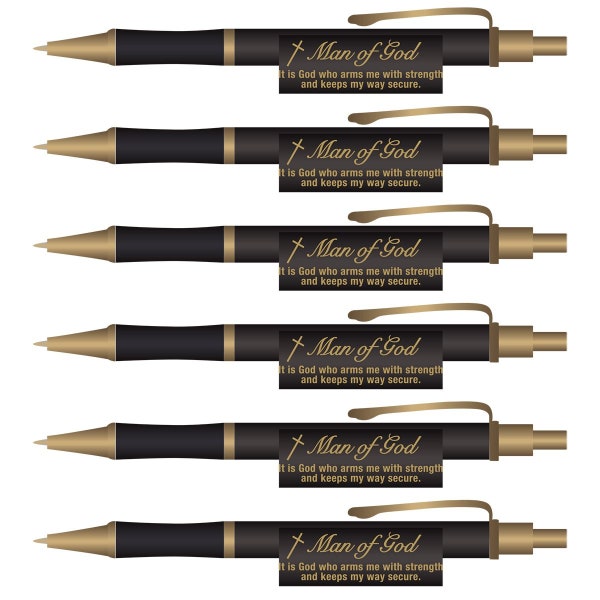 6 Man of God Ballpoint Pens, Christian Fathers Day Gifts for Men