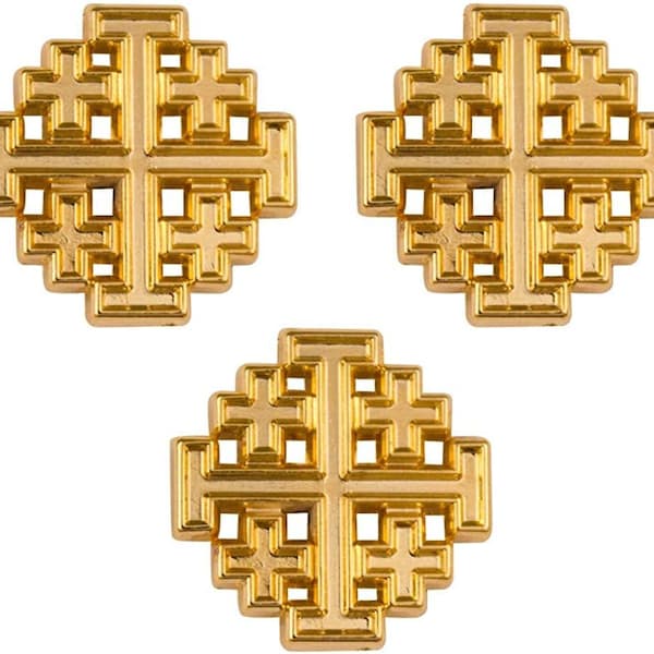 3 Jerusalem Cross or Crusaders Cross Lapel Pins