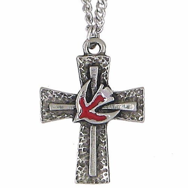 Cross Necklace With Dove Confirmation Gift Etsy