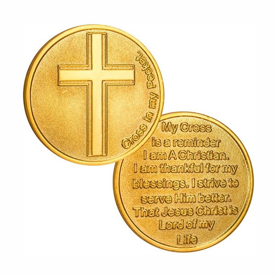 Cross In My Pocket Coin Deluxe 22K chapado en oro Christian - Etsy España