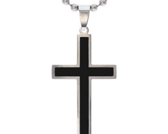 Mens Black Cross Necklaces, Cross Pendant Necklaces