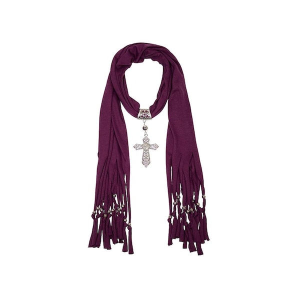 Cross Scarf Necklace, Scarf Women, Christian Gifts
