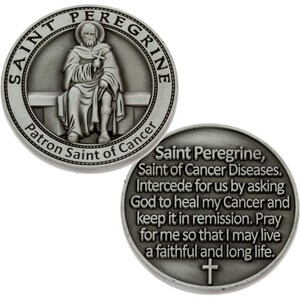 Prayer Card St. Peregrine Patron Saint Of Cancer Pocket Token – Healing Protection Medal Prayer Gift St Peregrine - Foto 6