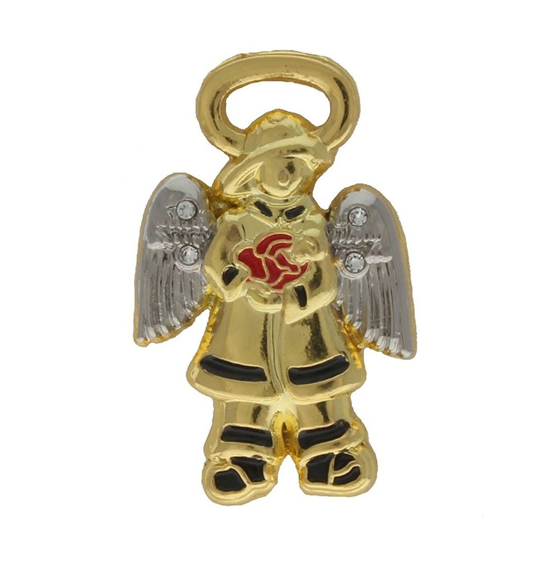 Firefighter Guardian Angel Pin / Fireman Angel Pin Gold Etsy