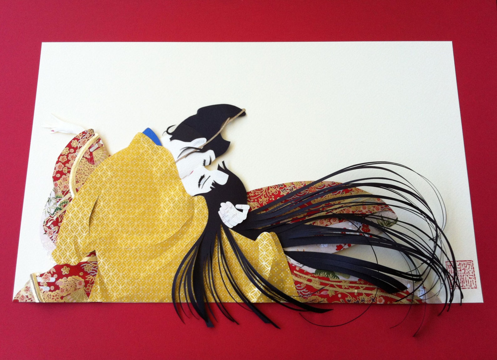 Japanese Art Paper Sculpture of Imperial Couple Etsy