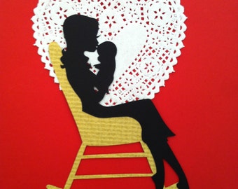 Mother and Child Silhouette Art