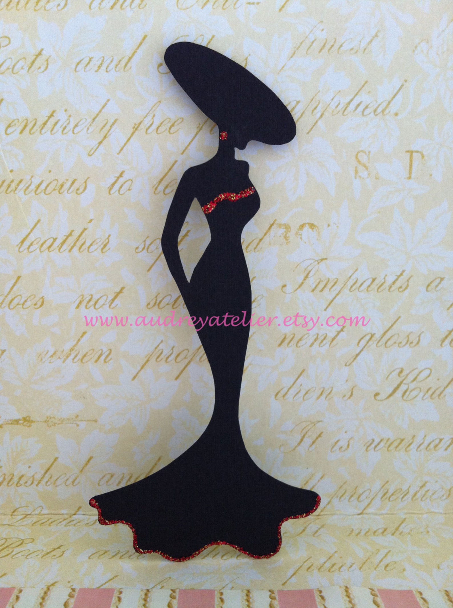 Silhouette Art Elegant Lady with Hat with Japanese Lace Etsy